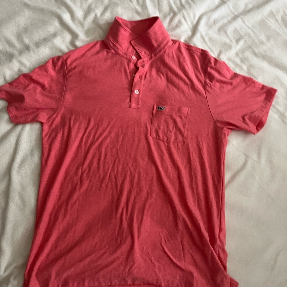 Men’s vineyard vines polo in coral